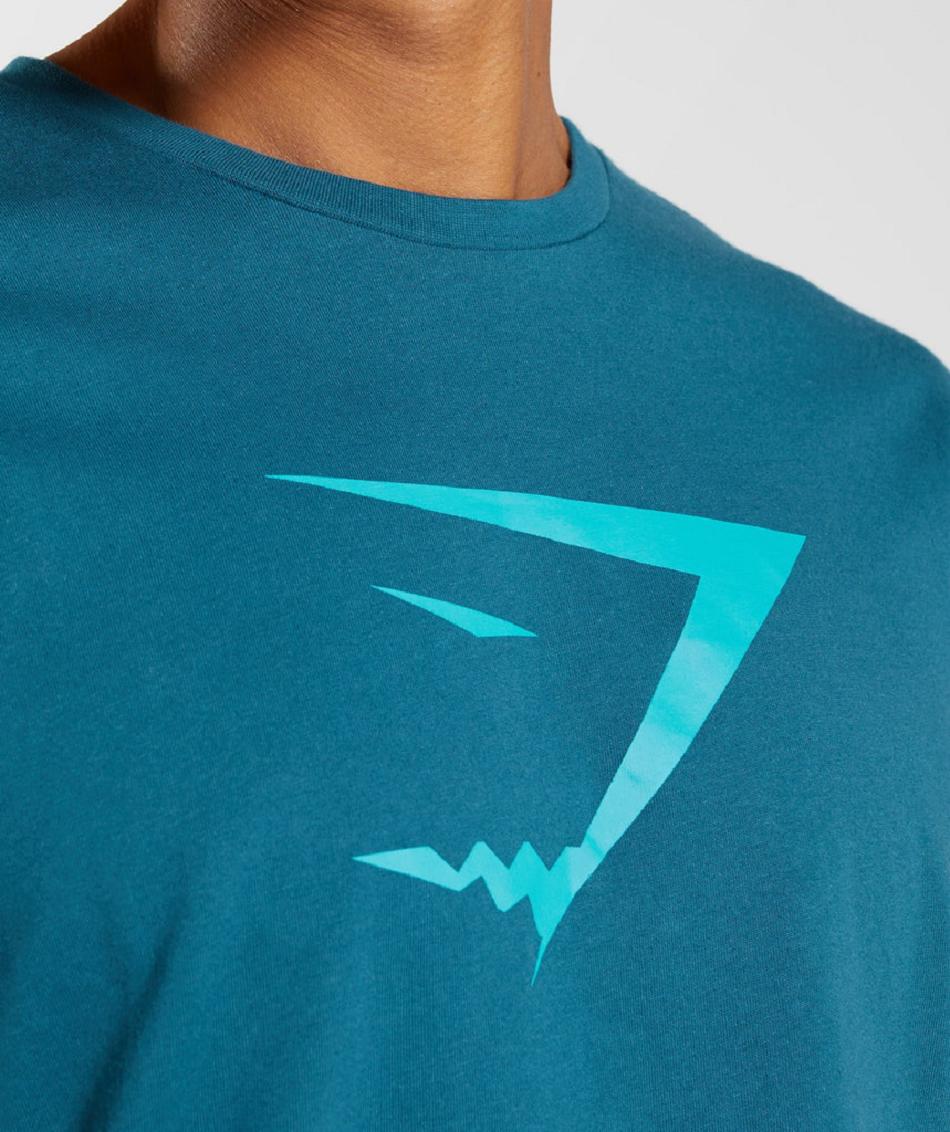 T Shirts Gymshark Sharkhead Infill Hombre Azules | CO 3313KOR